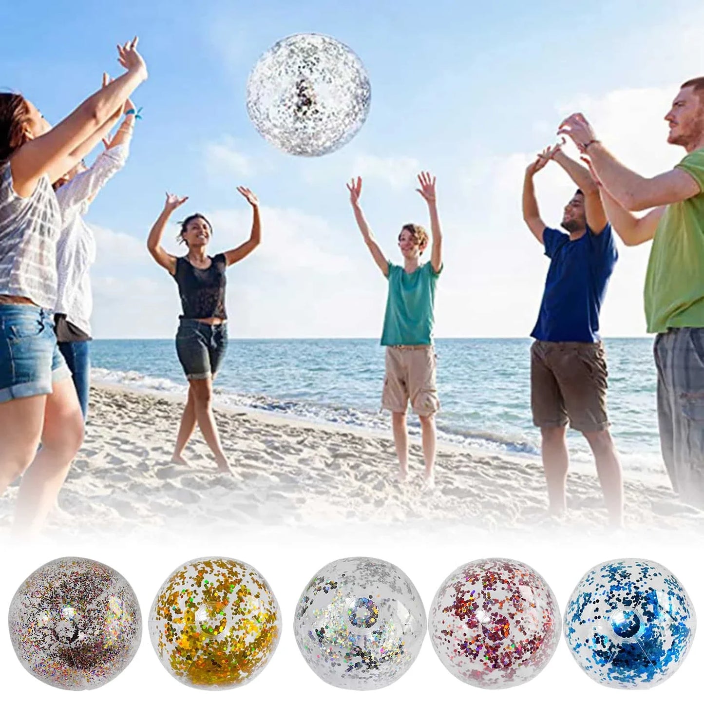 Aufblasbarer Glitzer-Wasserball (40cm) - Der funkelnde Spass für deinen Sommer!